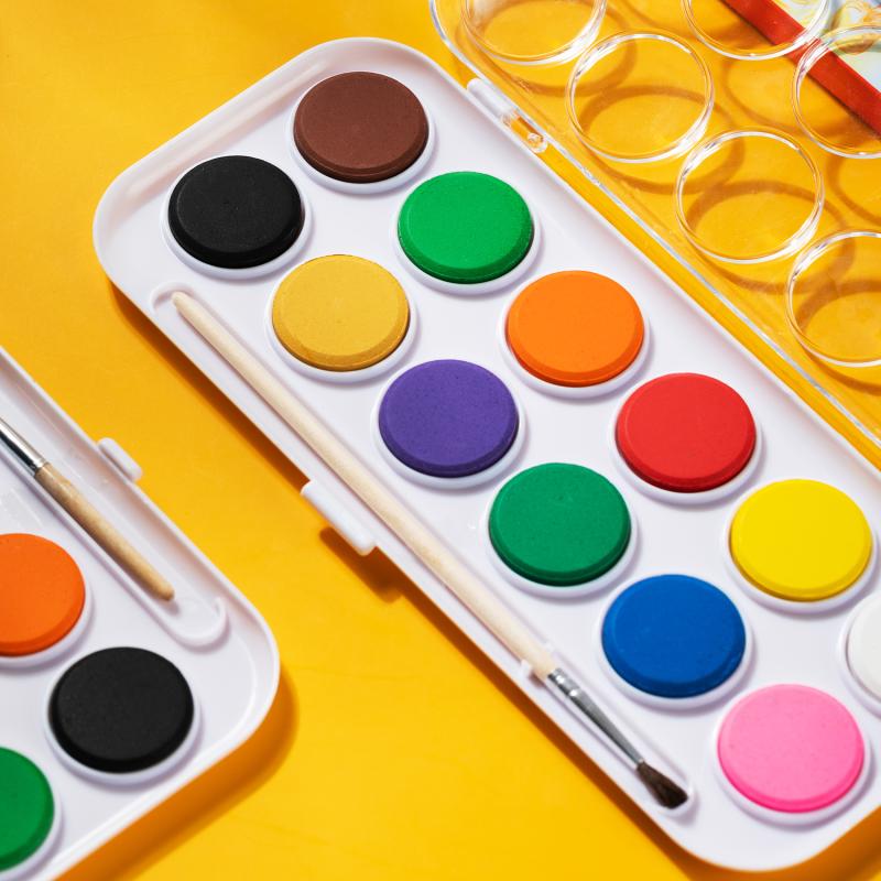 FARBY 12 AKWARELOWE COLORUN+PĘDZELEK DELI