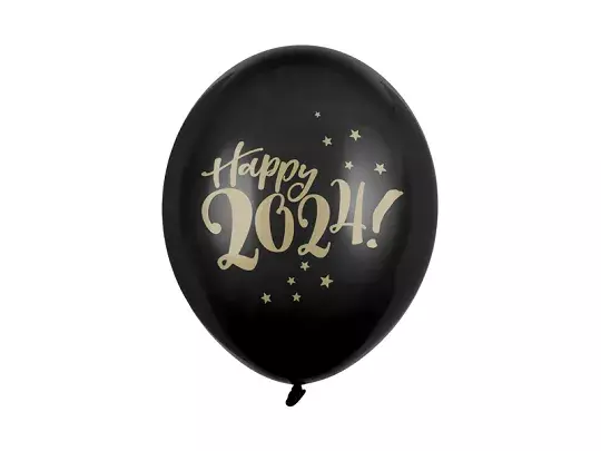 BALONY 30CM HAPPY 2024! PASTEL BLACK