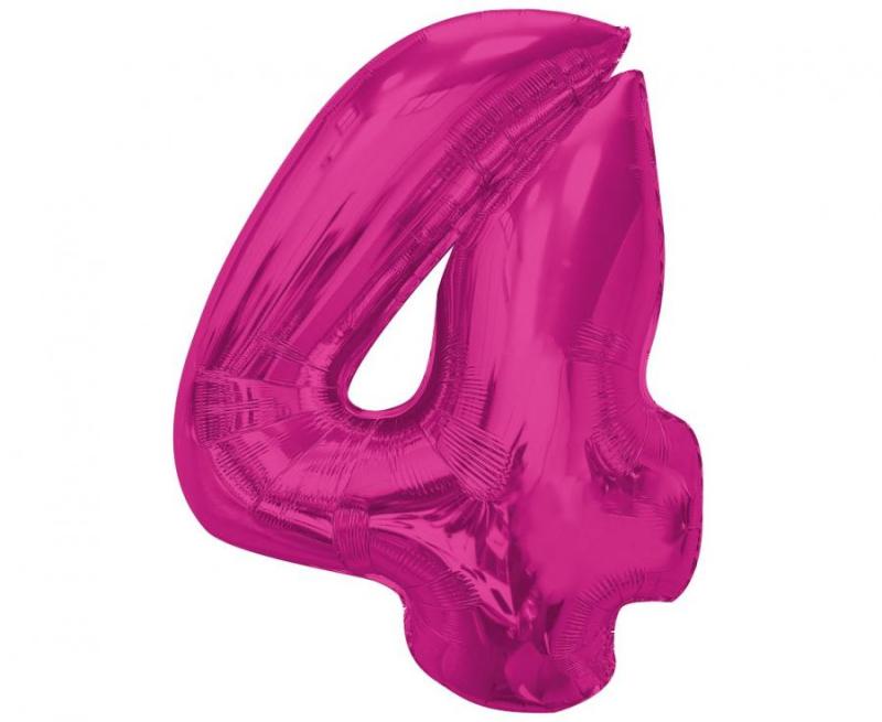 BALON FOLIOWY SMART CYFRA 4 RÓŻOWA 92CM