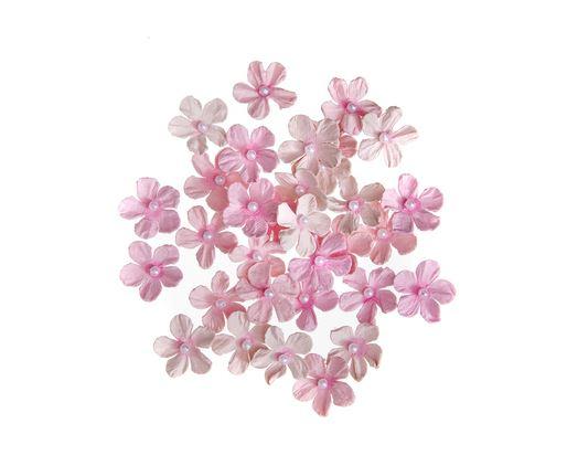 KWIATY PAPIEROWE Z PEREŁKĄ 2CM 32SZT RÓŻOWE
