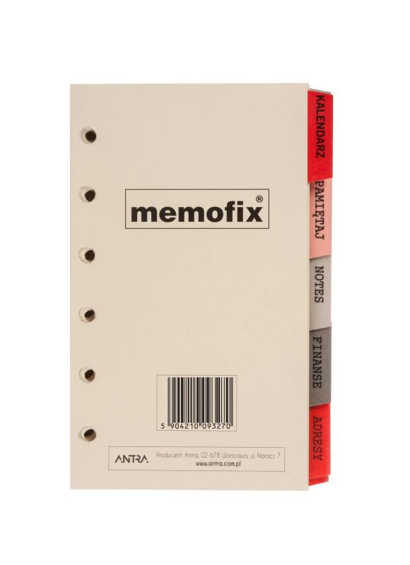 WKŁAD DO ORGANIZERA A7 M MEMOFIX KOMPLET ANTRA