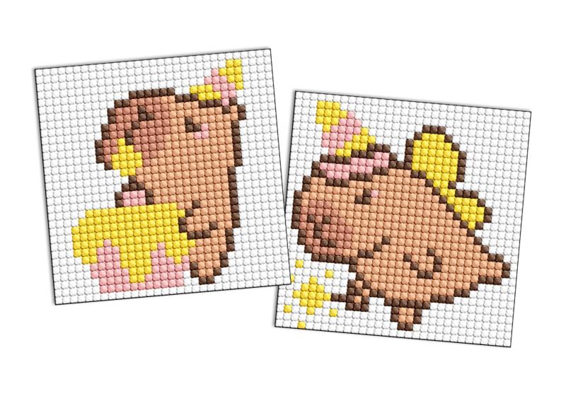 ZESTAW DO MOZAIKI DIAMENTOWEJ KIDS NA SAMOPRZYLEPNEJ PODSTAWIE KAPIBARA SIĘ BAWI 9X9CM