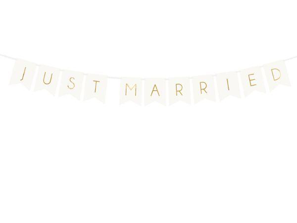 BANER JUST MARRIED BIAŁY 15X155CM