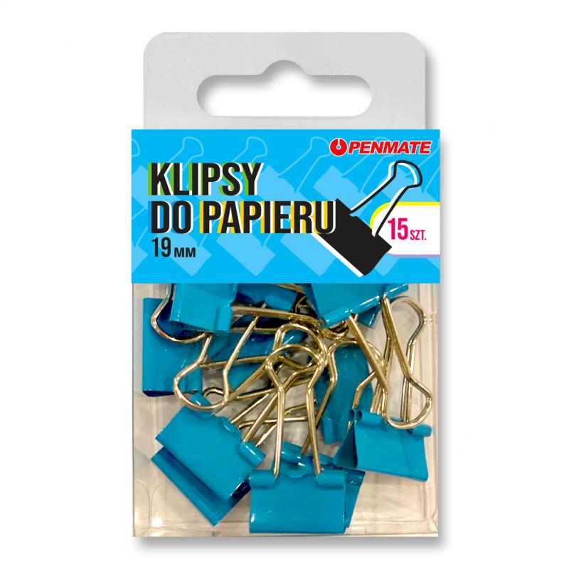 KLIPSY DO PAPIERU 19 MM JASNONIEBIESKIE PENMATE