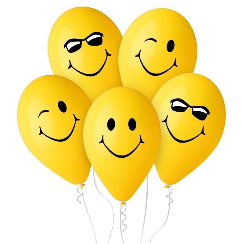 BALON PREMIUM 3 UŚMIECHY ŻÓŁTE 5SZT