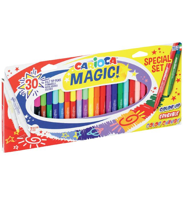 PISAKI CARIOCA MAGIC 30SZT (43183) ZMIENIAJĄCE KOLOR, WYMAZYWALNE FLUO