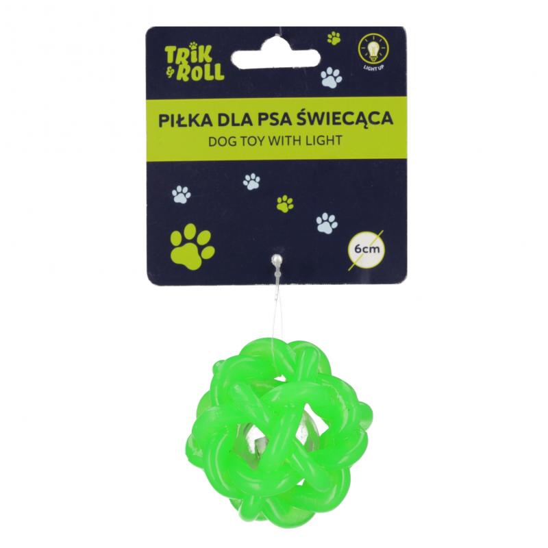 ZABAWKA DLA PSA PIŁKA ŚWIECIĄCA ZIELONA 6CM TRIK