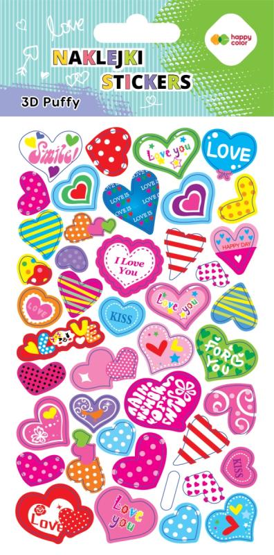 NAKLEJKI 3D PUFFY-HEARTS 10X20CM GDD WALENTYNKI