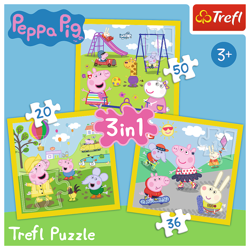 PUZZLE 3W1 TREFL WESOŁY DZIEŃ PEPPY