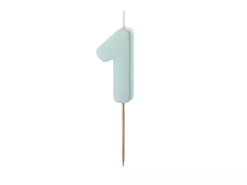 ŚWIECZKA URODZINOWA CYFERKA 1 JASNY NIEBIESKI 5.5CM