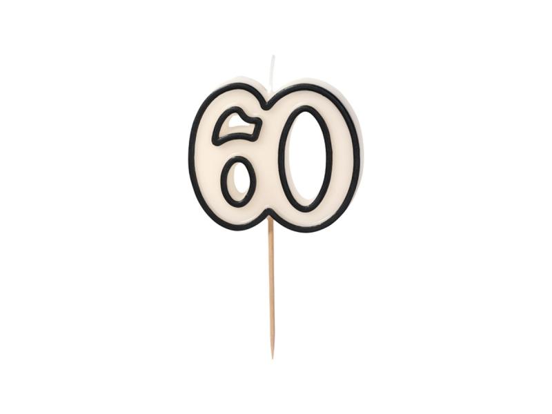 ŚWIECZKA URODZINOWA 60 BIAŁO-CZARNY 5,5CM