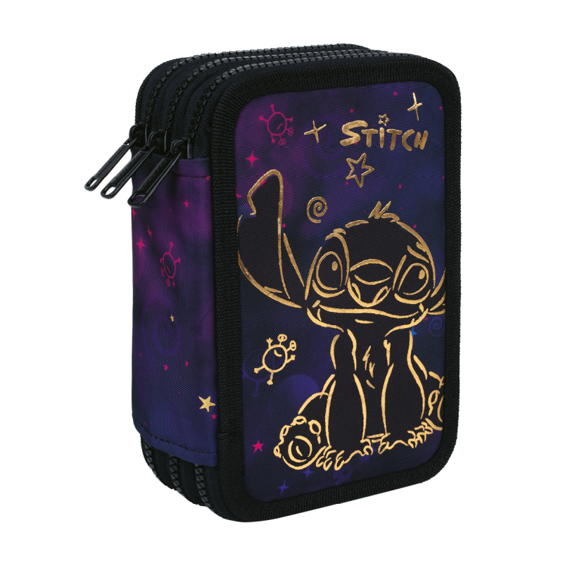 PIÓRNIK POTRÓJNY Z WYPOSAŻENIEM STITCH JUMPER 3 - DISNEY GOLD