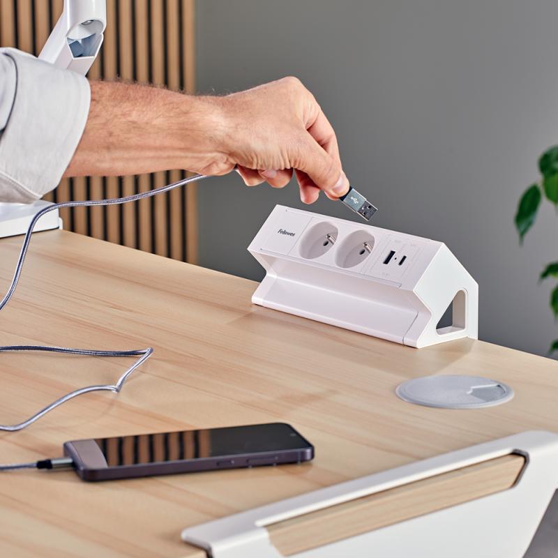 POWER DESK 2 TYP E BIAŁY BANER