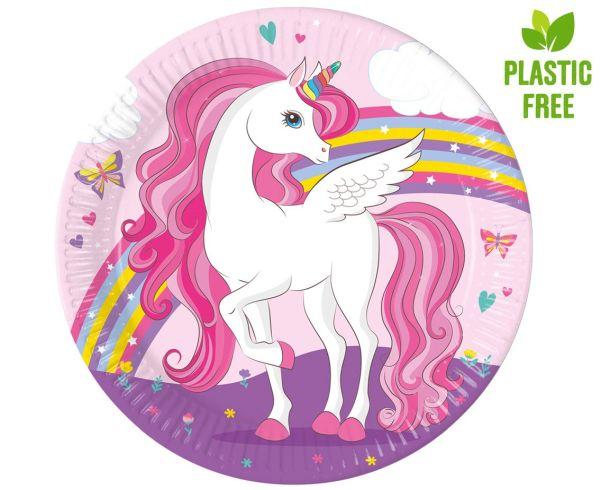 TALERZYKI PAP. UNICORN RAINBOW COLOR 23CM A8