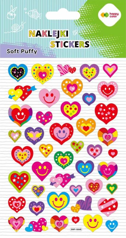 NAKLEJKI 3D SOFT PUFFY - SMILING HEARTS, 110X205 mm, Happy Color