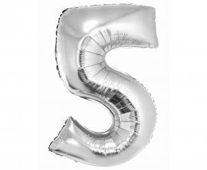 BALON FOLIOWY SMART CYFRA 5 SREBRNA 76CM