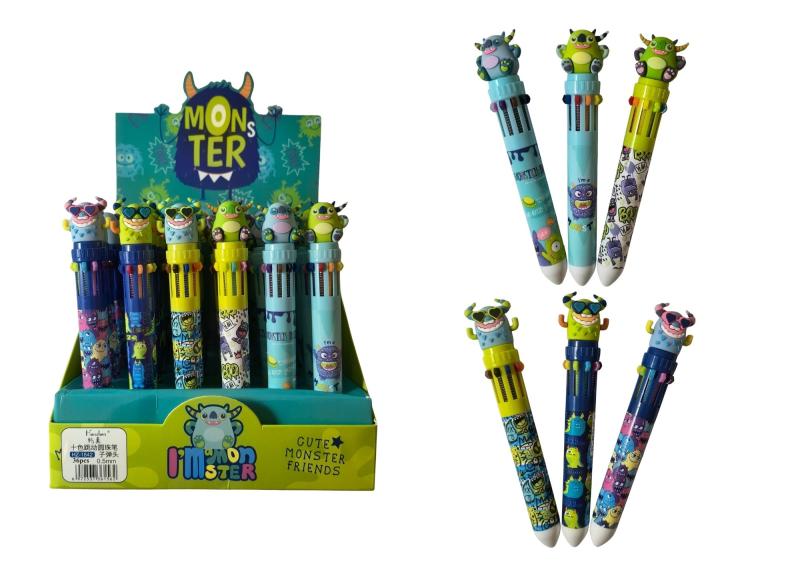 DŁUGOPIS 10 KOLOROWY HZ-1842 CUTE MONSTER FRIENDS