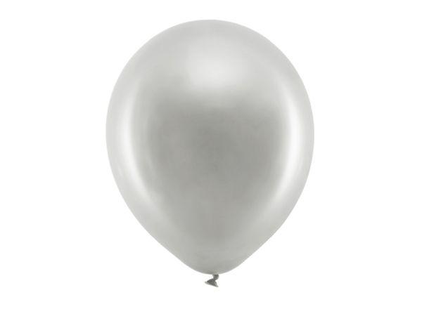 BALONY RAINBOW METAL.SREBRNY ŚR.30CM A/100