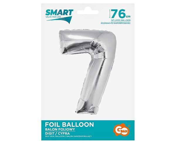 BALON FOLIOWY SMART CYFRA 7 SREBRNA 76CM