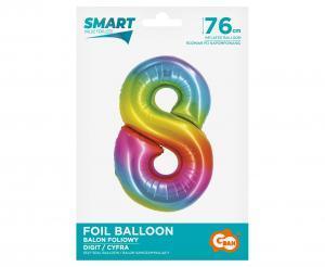 BALON FOLIOWY SMART 8 TĘCZOWY 76CM