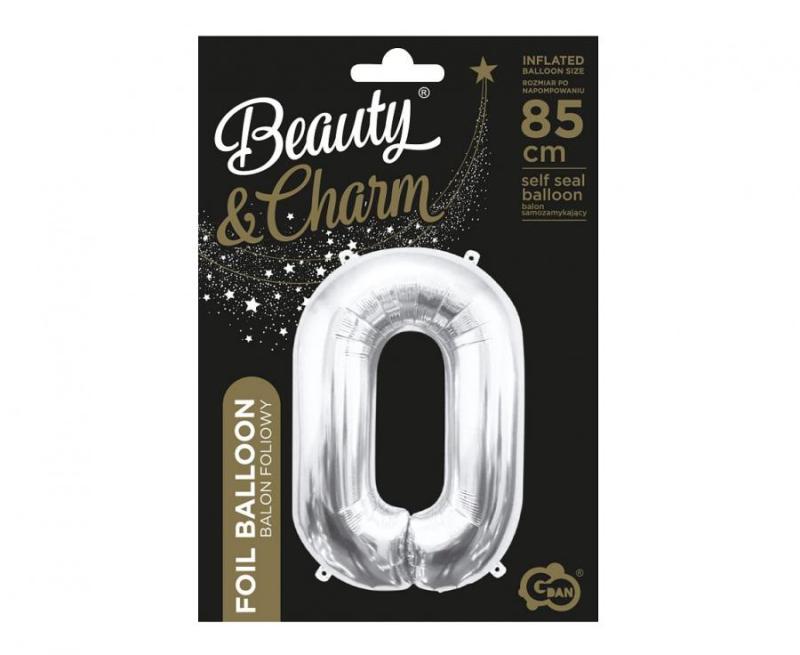 BALON FOLIOWY B&C CYFRA 0 SREBRNA 85CM