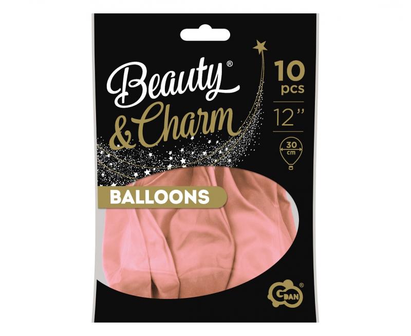 BALONY BEAUTY&CHARM, METALIKI RÓŻOWO-ZŁOTE 12'/ 10 szt.