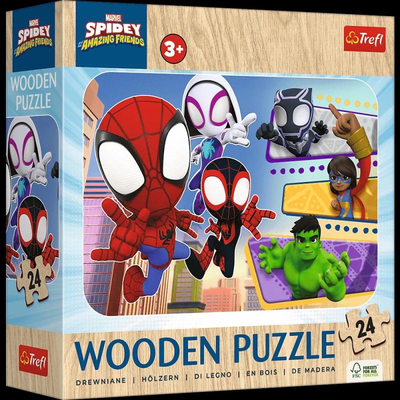 PUZZLE 24 TREFL DREWNO ODWAŻNY SPIDAY I PRZYJACIELE