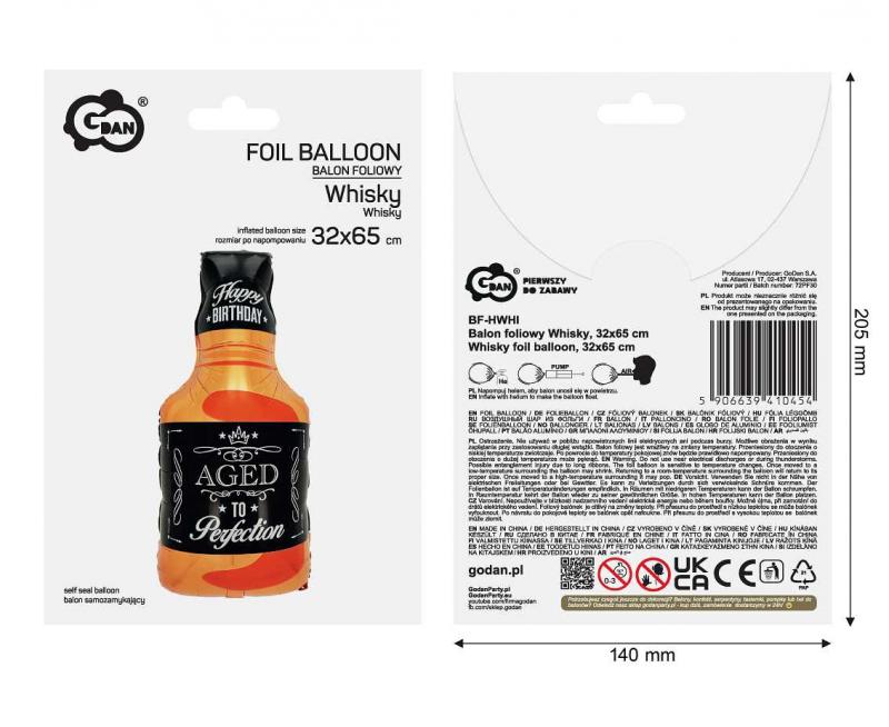 BALON FOLIOWY WHISKY 32X65CM