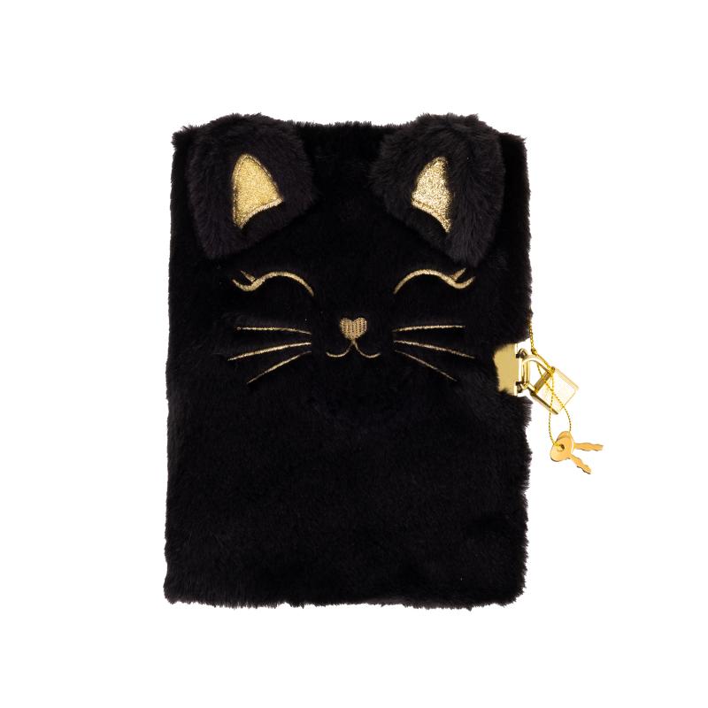 PAMIĘTNIK Z KŁÓDKĄ ASTRAPAP FLUFFY KITTY BLACK A5 96k