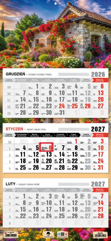 KALENDARZ TRÓJDZIELNY KT-1 PŁASKA GŁÓWKA 2027
