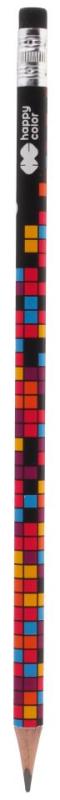OŁÓWEK TRÓJKĄTNY Z GUMKĄ 2B PIXI BLOX HAPPY COLOR