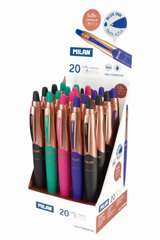 DŁUGOPIS MILAN CAPSULE COPPER NIEBIESK, PUD. 20 SZT.