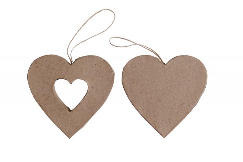 KSZTAŁTY Z PAPIER MACHE HEARTS 2SZT 10x2.5CM