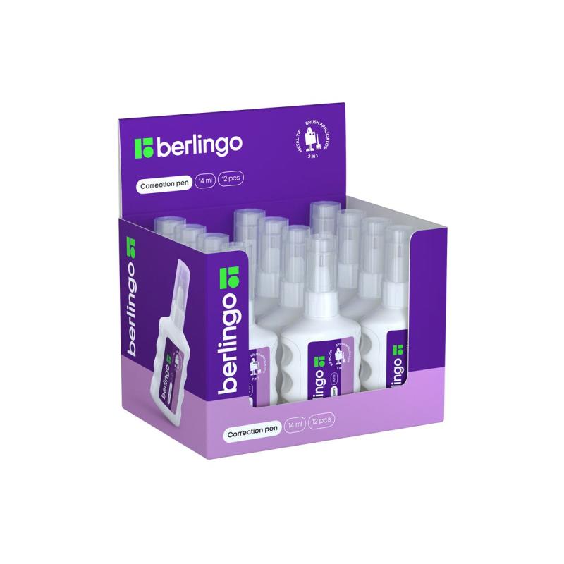 KOREKTOR W PŁYNIE BERLINGO 14ML 2W1 PĘDZELEK/METALOWA KOŃCÓWKA