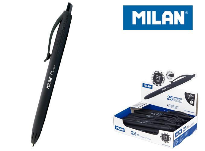 DŁUGOPIS MILAN P1 RUBBER TOUCH CZARNY 25 SZTUK