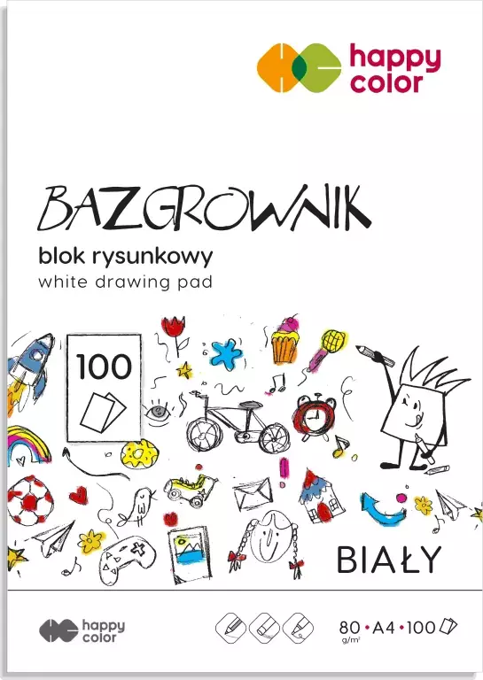 BLOK RYSUNKOWY A4/100 BAZGROWNIK 80G HAPPY COLOR