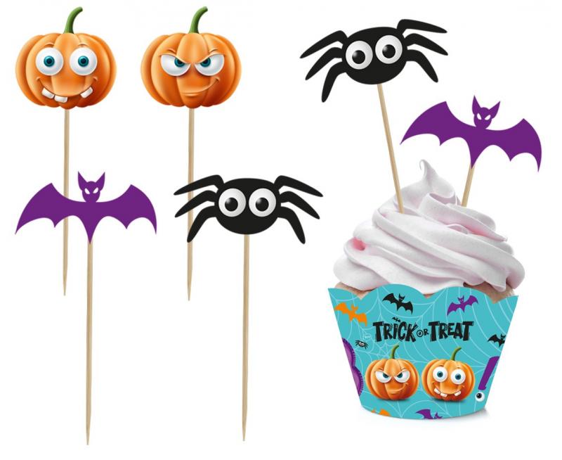 ZESTAW PIKERÓW I PAPILOTEK DO MUFFINEK BOO 6+6SZT