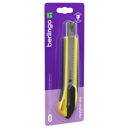 NÓŻ BERLINGO BIUROWY RAZZOR 300 18MM BLOKADA GRIP ŻÓŁTY