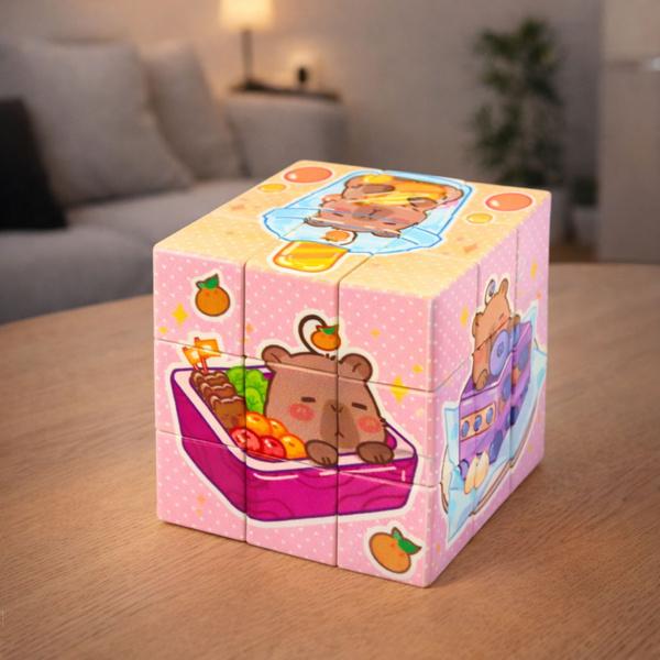 KOSTKA UKŁADANKA LOGICZNA KAPIBARA EDUKACYJNA KOLOROWA 6X6CM