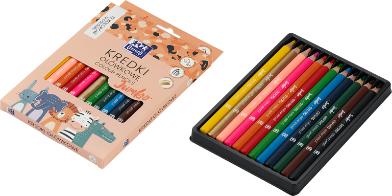 KREDKI 12 OŁÓWKOWE OXFORD KIDS JUMBO