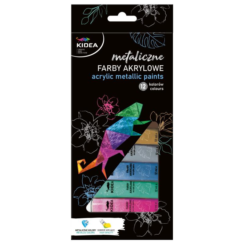 FARBY AKRYLOWE METALICZNE 12X12ML KIDEA