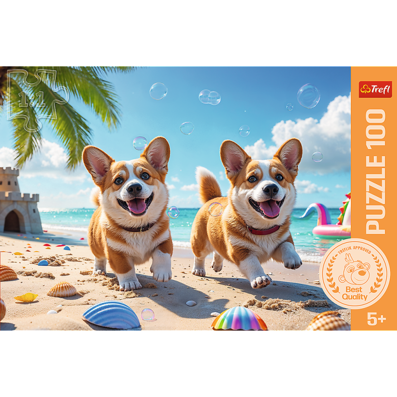 PUZZLE 100 TREFL CORGI PIESEK RODZINA TREFLIKÓW