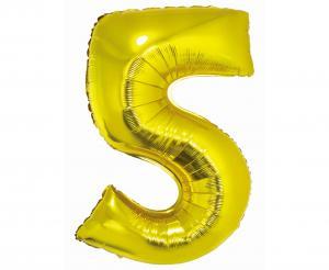 BALON FOLIOWY SMART CYFRA 5 ZŁOTA 76CM