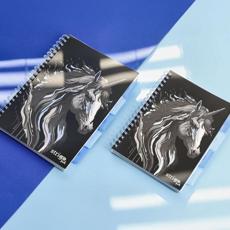 KOŁOZESZYT B5/100# UNICORN CZARNY 80G STRIGO
