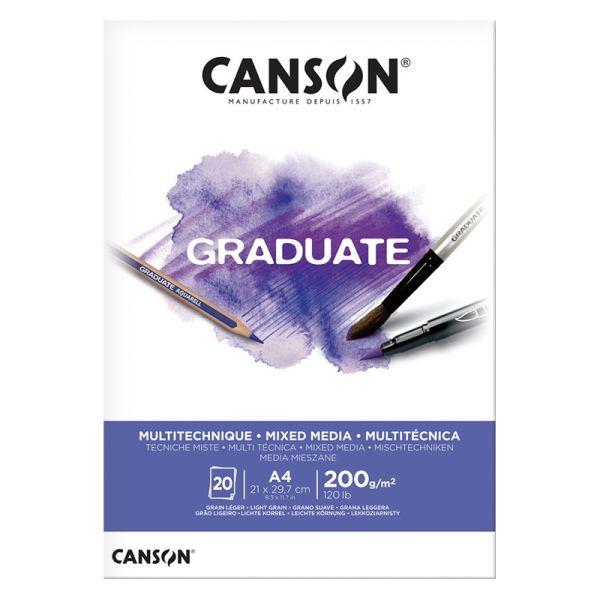 BLOK MIX-MED.CANSON A4/20 200G WHITE 220G GREY GRADUATE