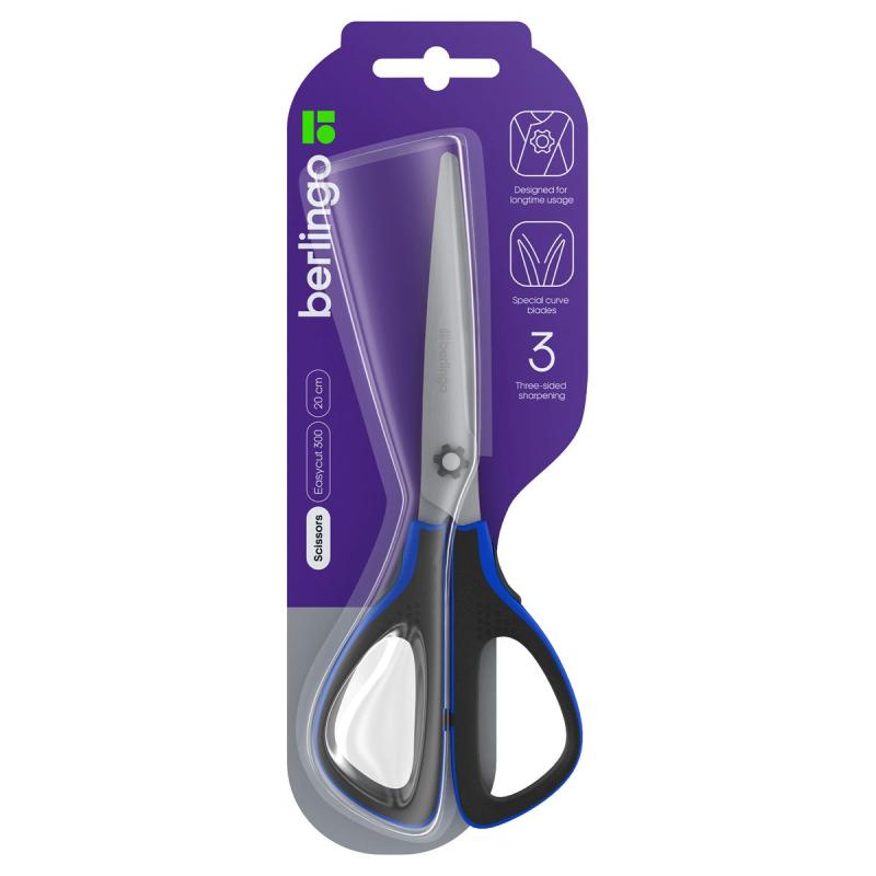 NOŻYCZKI 20CM BERLINGO EASYCUT 300 SOFT GRIP NIEBIESKIE