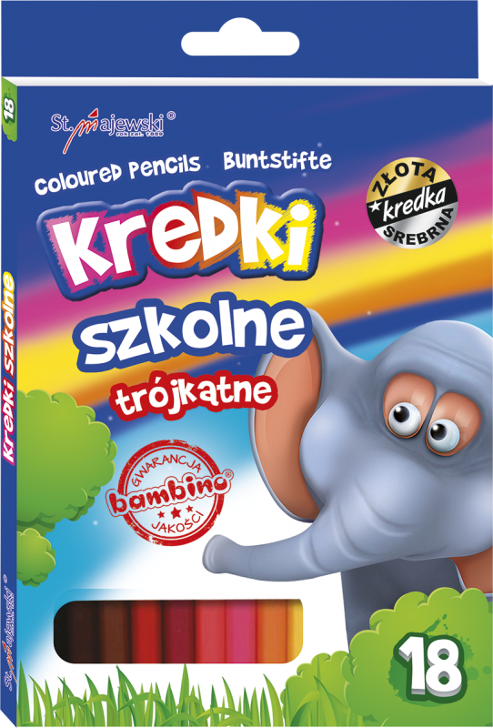 KREDKI BAMBINO 18 OŁÓWKOWE TRÓJKĄTNE 18CM