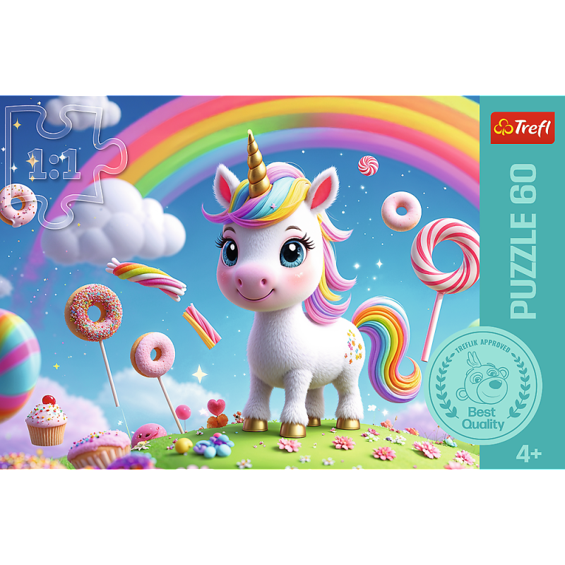 PUZZLE 60 TREFL CUKIERKOWY ŚWIAT RODZINA TREFLIKÓW