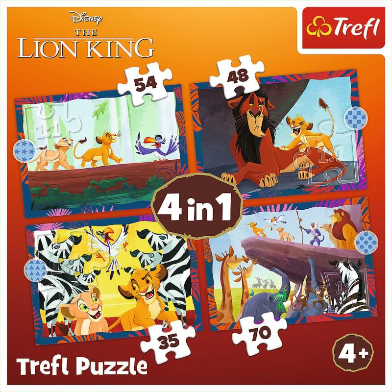 PUZZLE 4W1 TREFL ODWAŻNY KRÓL LEW