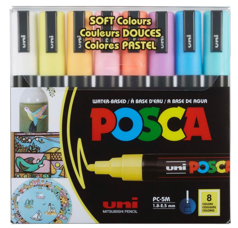 ZESTAW W ETUI UNI MARKER POSCA PC-5M SOFT PASTEL A8